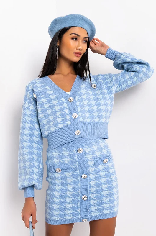 HIGH MAINTENANCE HOUNDSTOOTH CARDIGAN Chenille Brocade Lace