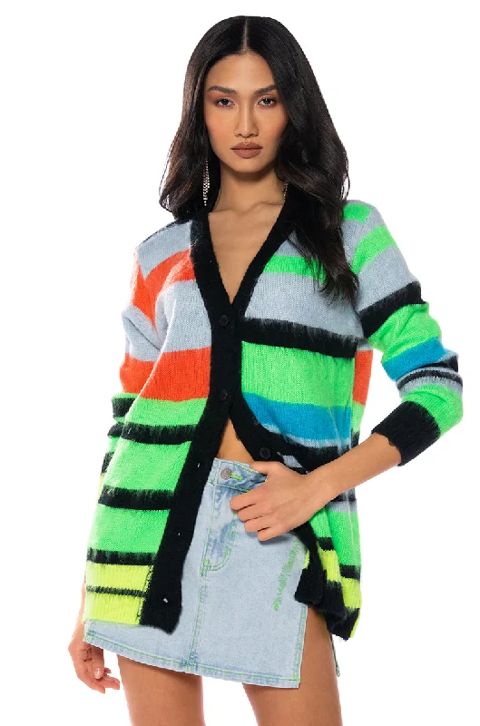 KEEP MY COOL FUZZY CARDIGAN Embroidered Appliqued Beaded
