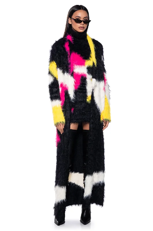 KIKI ULTRA FUZZY LONG CARDIGAN Zippered Front Buttoned Front Snap Front
