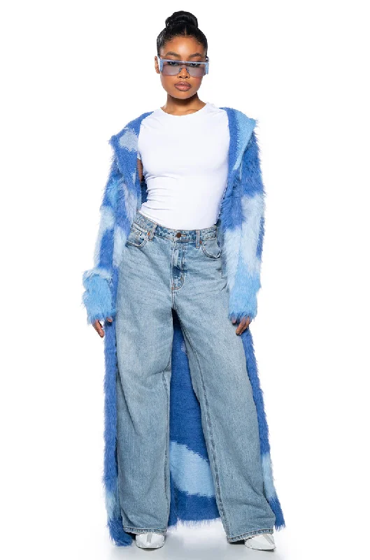 LYLA ULTRA FUZZY COLORBLOCK HOODED CARDIGAN Stretchy Elastic Breathable