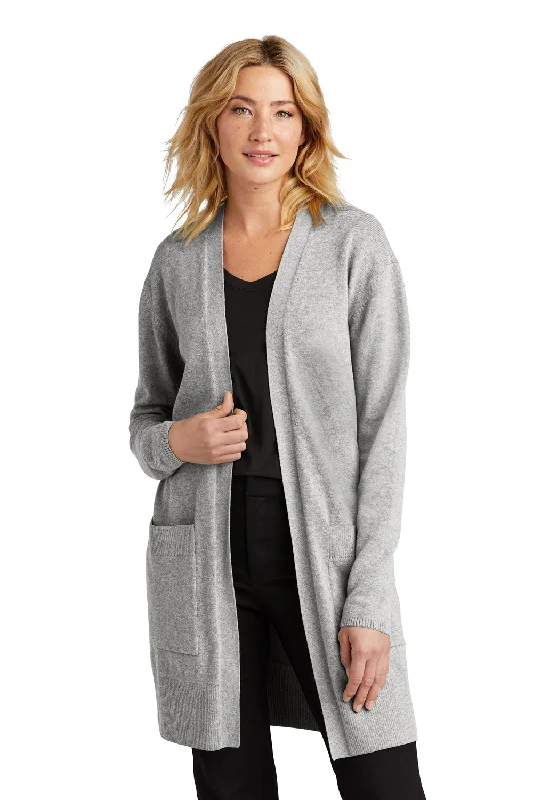 Mercer+Mettle Womens Open Front Cardigan Sweater - Heather Gusty Grey Patchwork Embroidered Appliqued Mercer+Mettle Womens Open Front Cardigan Sweater - Heather Gusty Grey Patchwork Embroidered Appliqued