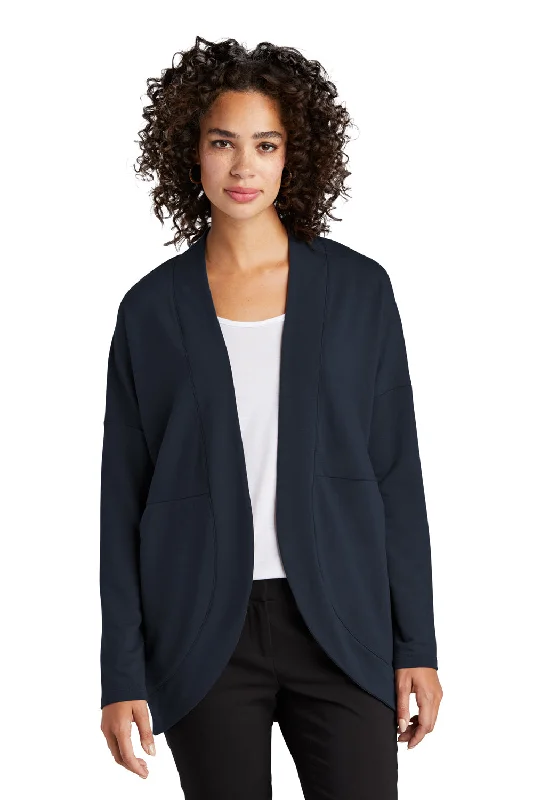 Mercer+Mettle Womens Stretch Open Front Long Sleeve Cardigan Sweater - Night Navy Blue Notch Collar Peter Pan Collar Cowl Neck Mercer+Mettle Womens Stretch Open Front Long Sleeve Cardigan Sweater - Night Navy Blue Notch Collar Peter Pan Collar Cowl Neck