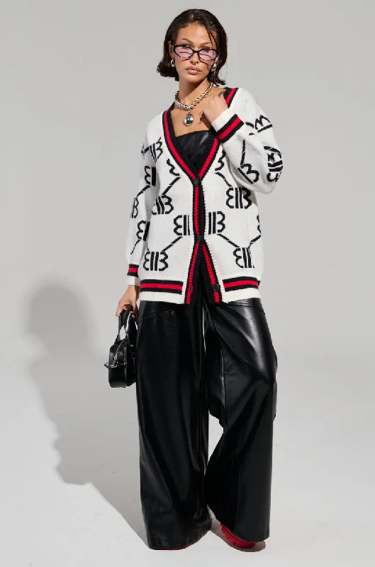 OLD MONEY OVERSIZED CARDIGAN Ribbed Striped Patterned