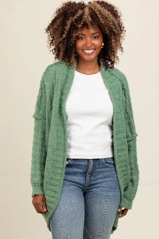 Olive Chunky Knit Dolman Cardigan Neon metallic Matte