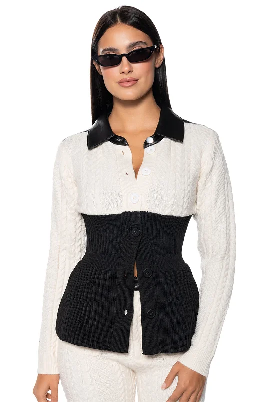 OUT FOR THE DAY SWEATER KNIT BUTTON DOWN CARDIGAN Spandex Rayon Corduroy