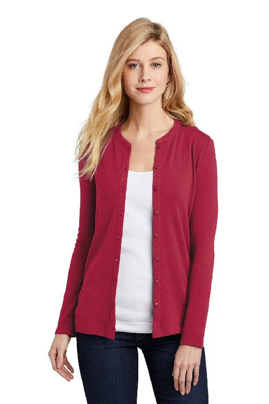Port Authority Womens Concept Long Sleeve Cardigan Sweater - Rich Red Fitted Slim Tailored Port Authority Womens Concept Long Sleeve Cardigan Sweater - Rich Red Fitted Slim Tailored
