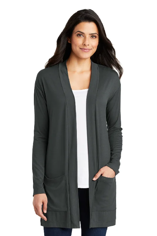 Port Authority Womens Concept Long Sleeve Cardigan Sweater w/ Pockets - Smoke Grey Neon metallic Matte Port Authority Womens Concept Long Sleeve Cardigan Sweater w/ Pockets - Smoke Grey Neon metallic Matte