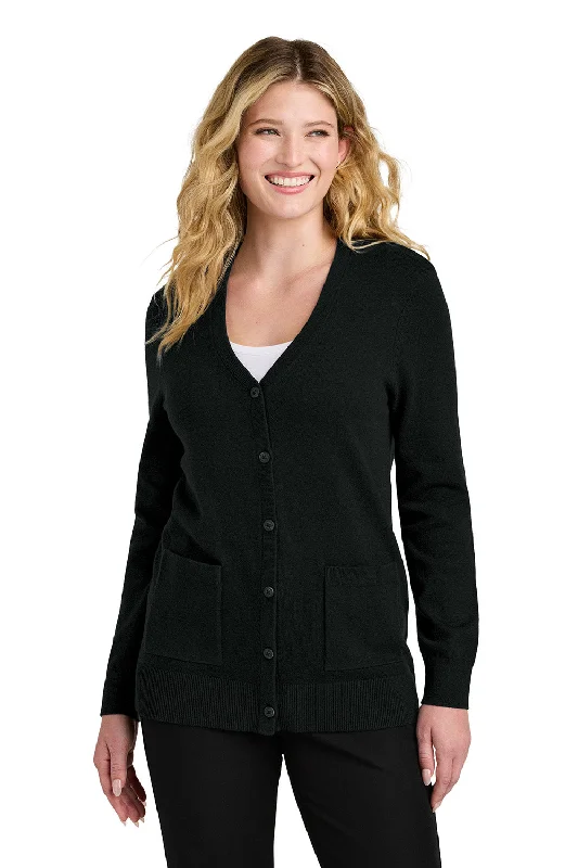 Port Authority Womens Easy Care Button Front Long Sleeve Cardigan Sweater w/ Pockets - Deep Black - COMING SOON Cardigan Knitwear Sweater Port Authority Womens Easy Care Button Front Long Sleeve Cardigan Sweater w/ Pockets - Deep Black - COMING SOON Cardigan Knitwear Sweater