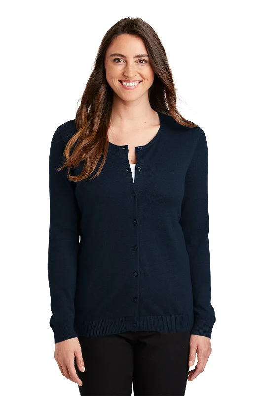 Port Authority Womens Long Sleeve Cardigan Sweater - Navy Blue Chenille Fabric Brocade Fabric Lace Fabric Port Authority Womens Long Sleeve Cardigan Sweater - Navy Blue Chenille Fabric Brocade Fabric Lace Fabric