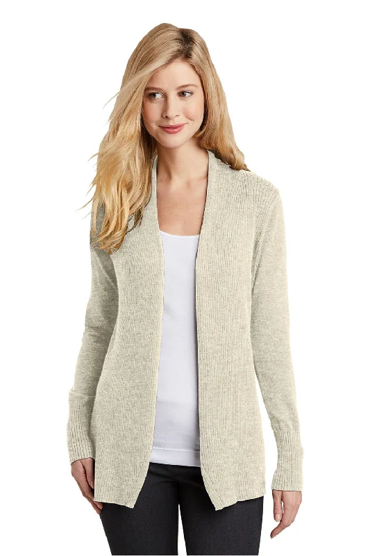 Port Authority Womens Long Sleeve Cardigan Sweater - Biscuit Fitted Loose Oversized
