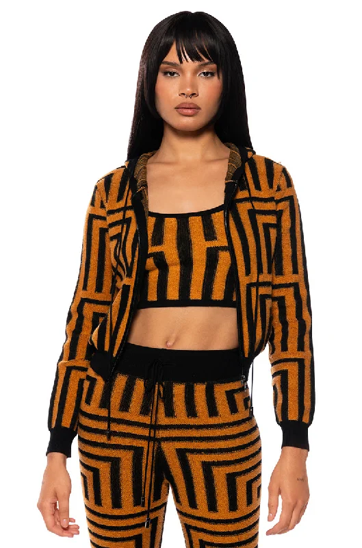 SAVANNAH ORANGE ZIP UP CARDIGAN Thin Thick Dense