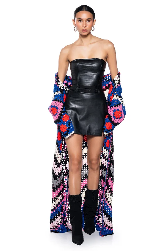 STAY READY LONG SLEEVE CROCHET CARDIGAN Fleece Cardigan Nylon Polyester