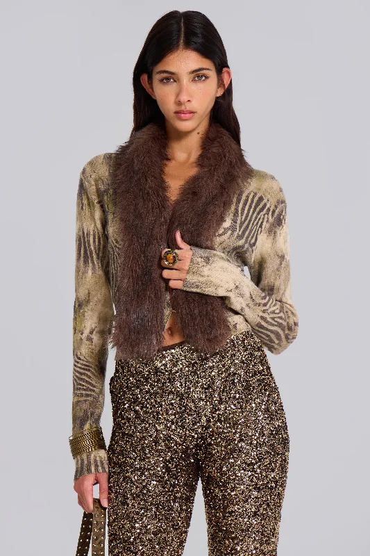 Tana Fur Trim Cardigan Slim Fit Regular Fit Oversized