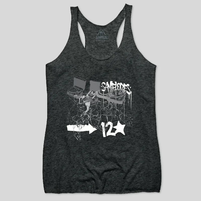 4 TURNTABLES WOMEN'S RACERBACK TANK seamless tank top