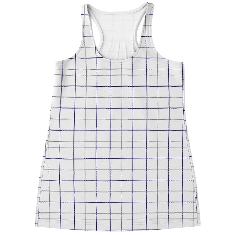 White Grey And Purple Tattersall Print Women's Racerback Tank Top ribbed tank top